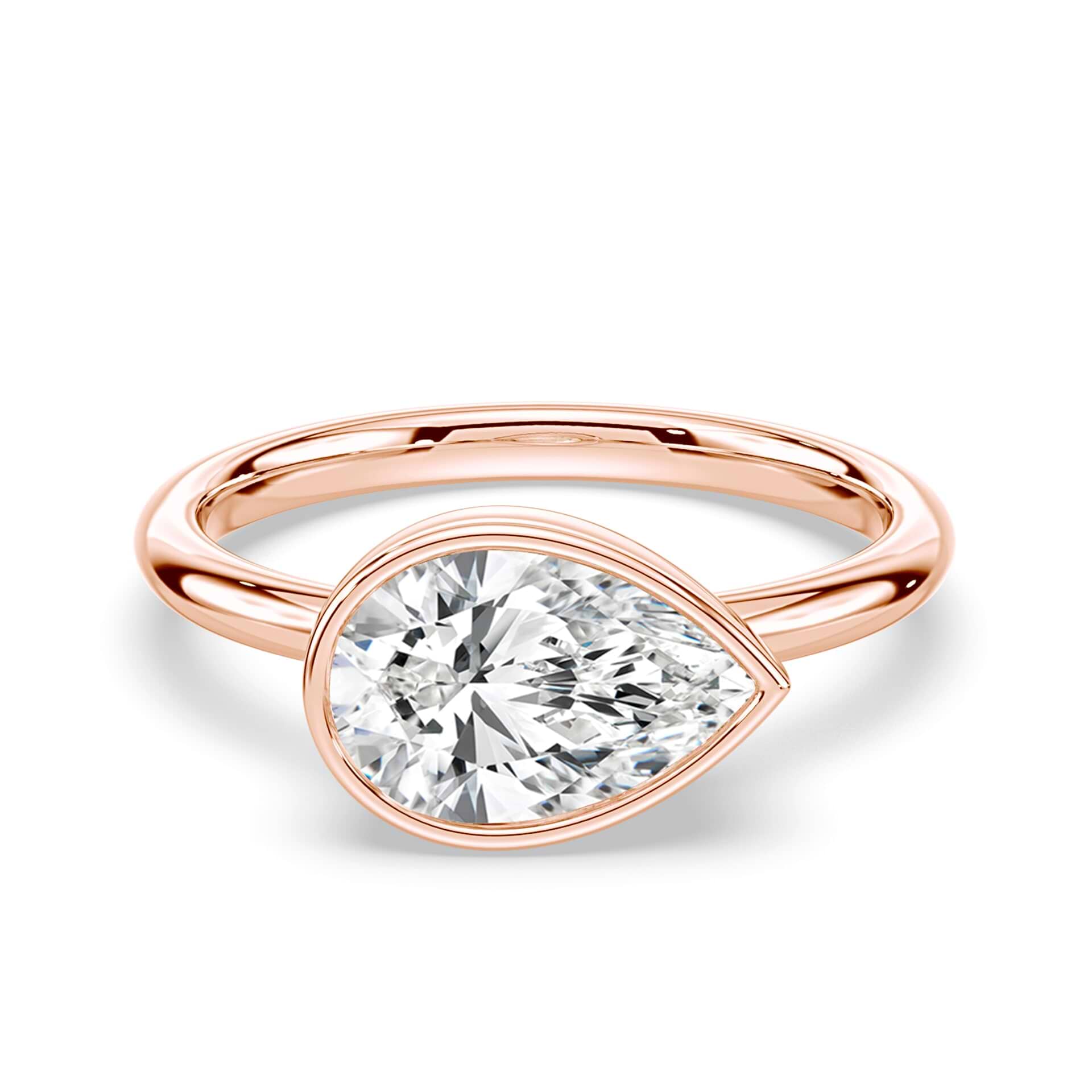 アクセサリー UPALA pear shape sideway bezel ring K18 Rose Gold Pear East-West Bezel Ring | Plum Diamonds